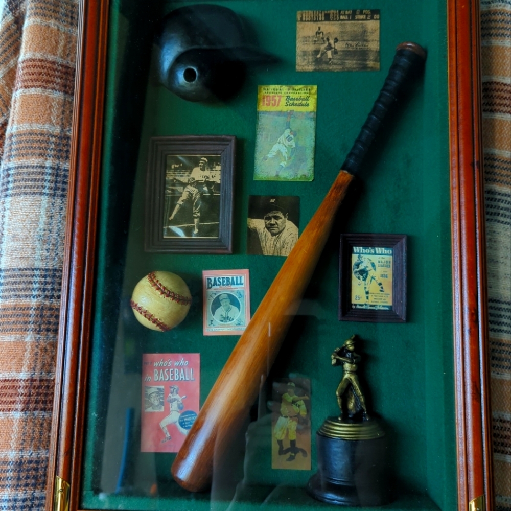 Vintage Framed Baseball Shadowbox Collectible